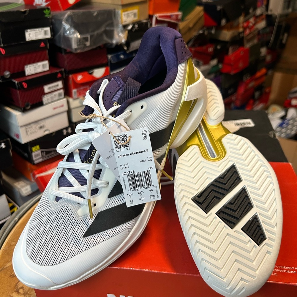 adidasAdizero Ubersonic 5 'White Black Aurora Plum Size 13 Brand New No Box